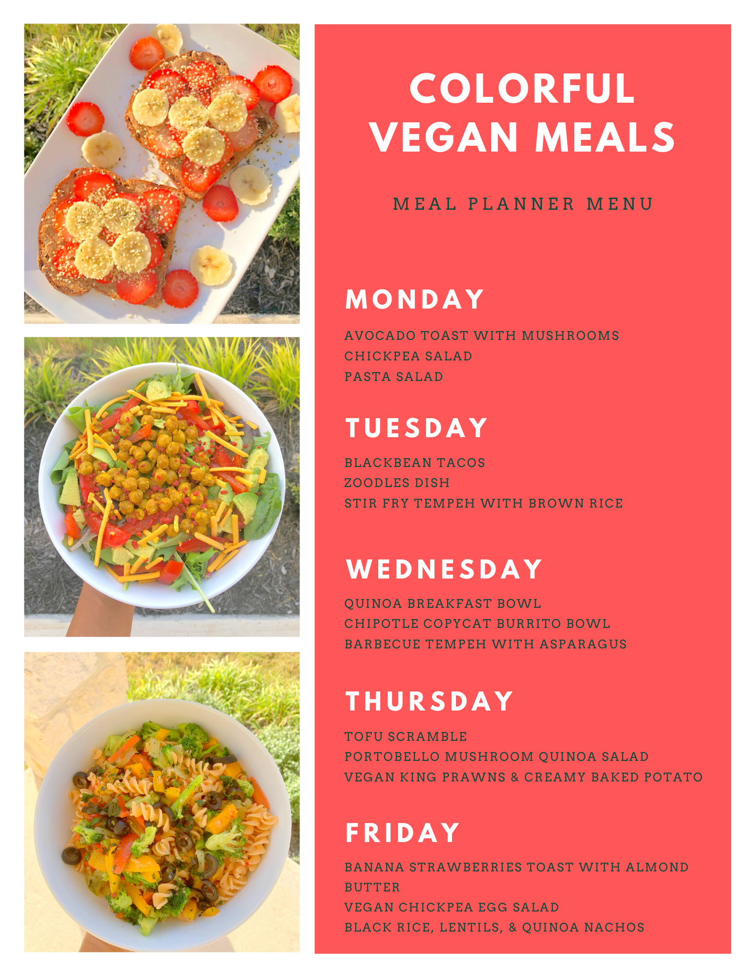 free plant based weekly meal plan
